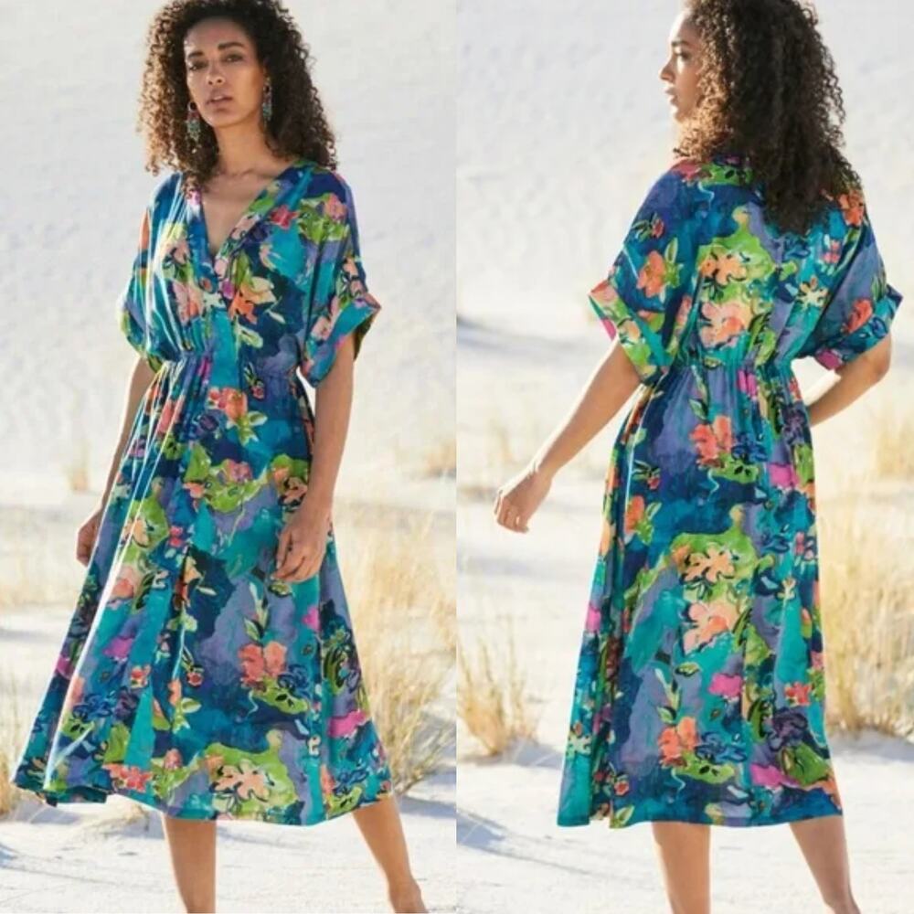 Peruvian Connection Multicolor Floral Midi Dress